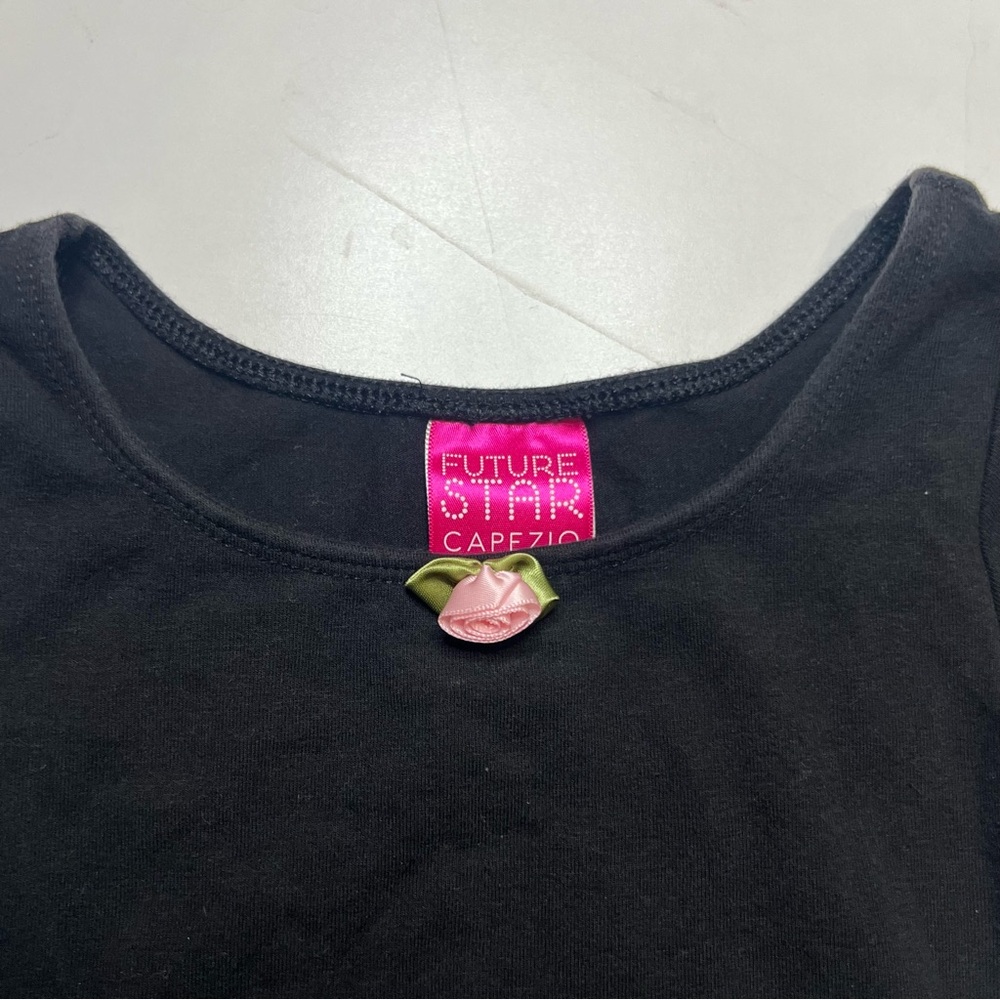 Capezio Black Kids Short Sleeve Tee with Pink Accent